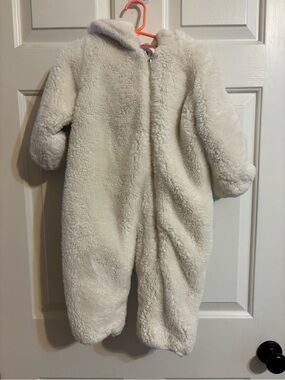 Cozy Cream Plush Baby One-Piece Winter Suit